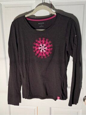 Women's Charcoal Long-Sleeve Tee, Fighting Breast Cancer Ribbons